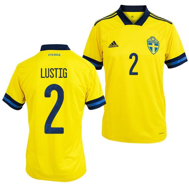 2020 EURO Sweden Home Kit Soccer Jersey Mikael Lustig #2